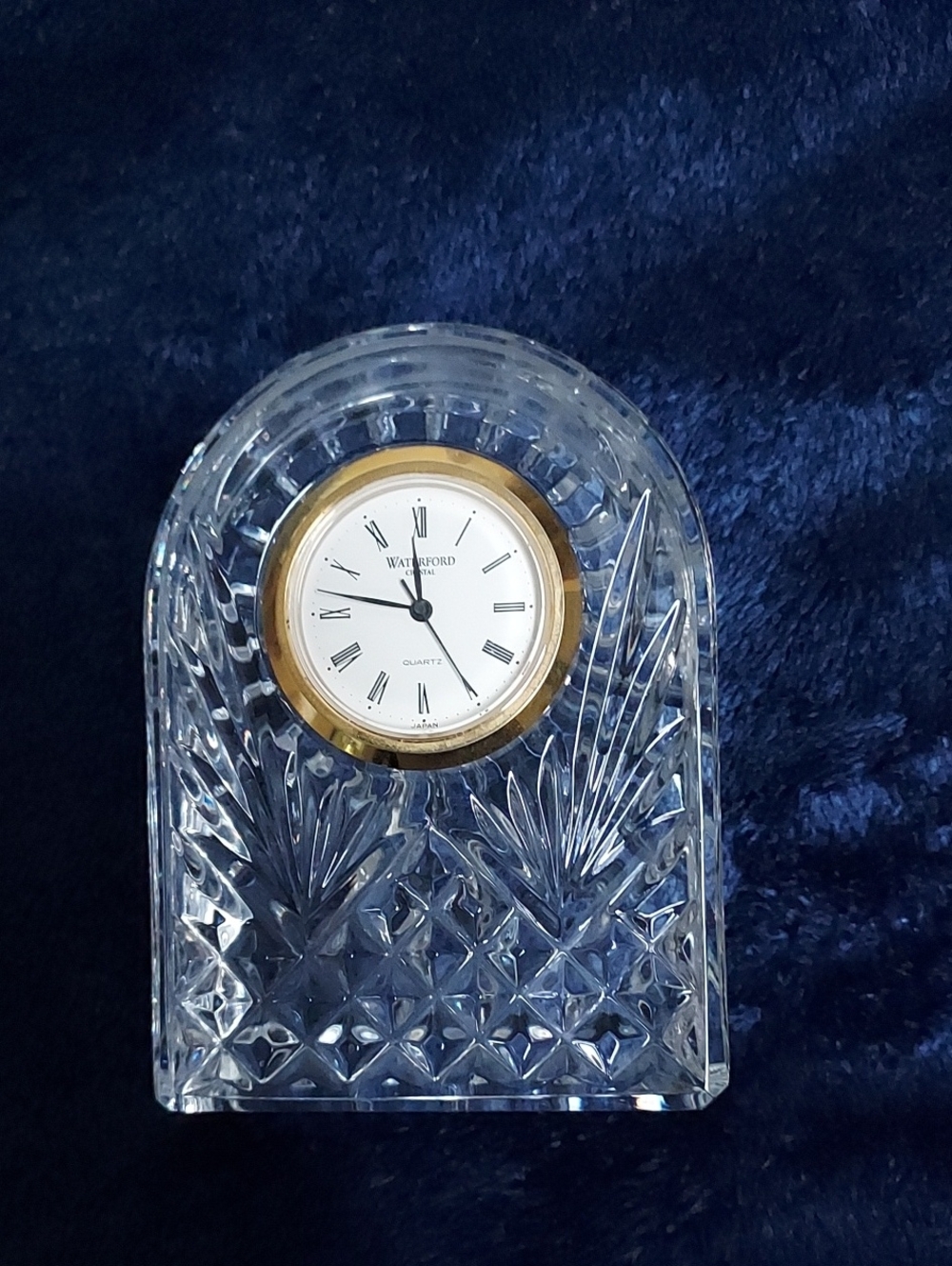 Waterford Clear Crystal Desk Clock with Gold Bezel